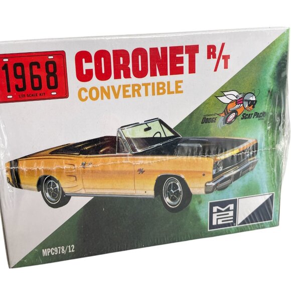 MPC 1968 Dodge Coronet Convertible & Trailer 1/25 Model Car Kit NEW - Picture 3 of 4